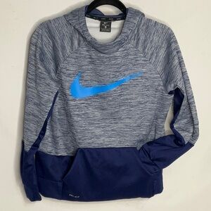 Nike Dri Fit Blue Hoodie Sweatshirt Full Front Pocket Kids Size XL